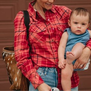 Tasha Polizzi Red Plaid Button Down Shirt